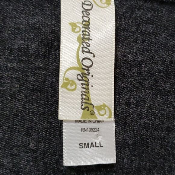 Decorated original small, gray with bling. 3/4 sleeves. Y2K - Picture 5 of 6